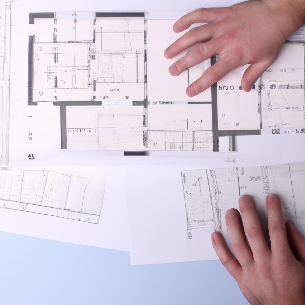 Person analyzing architectural blueprints
