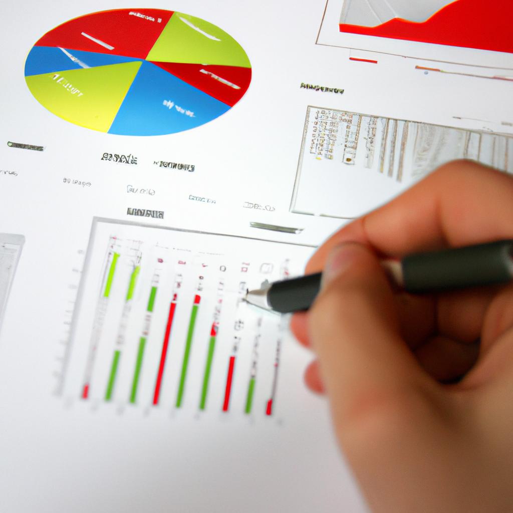 Person analyzing financial data, charts